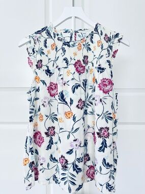 Women’s Old Navy Sleeveless Multicolored Floral Smocked Yoke Blouse Size L